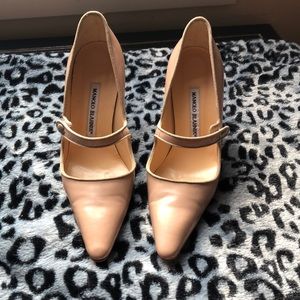 (Sold!)Manolo blahnik maryjane Campari nude 37 6.5